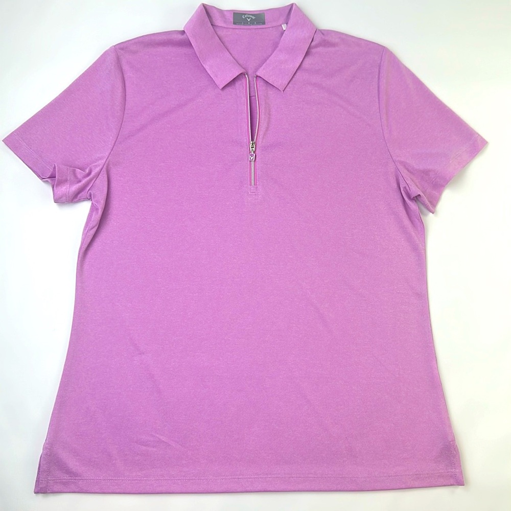 Callaway Women’s Golf-Casual Polo. Size Large. Pink Heather. 1/4 Zip Collar